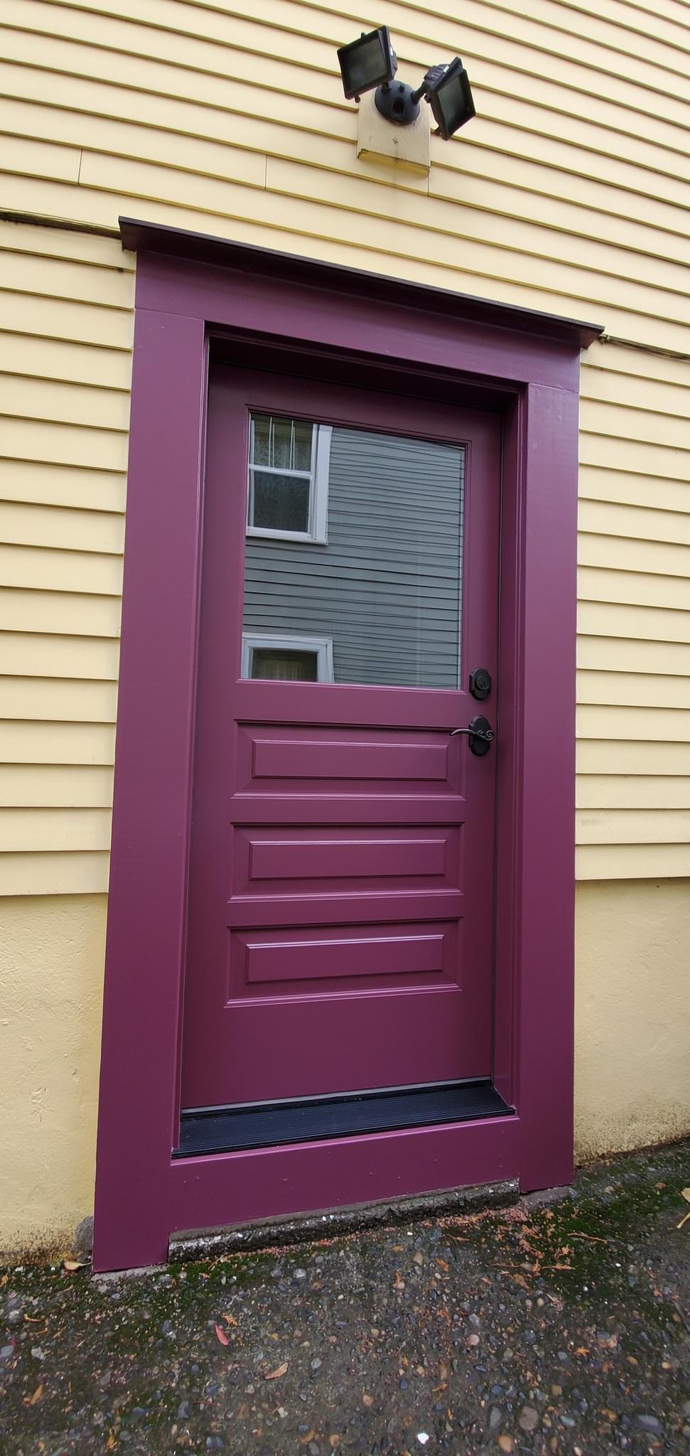 Plum painted exterior door on classic Oregon home