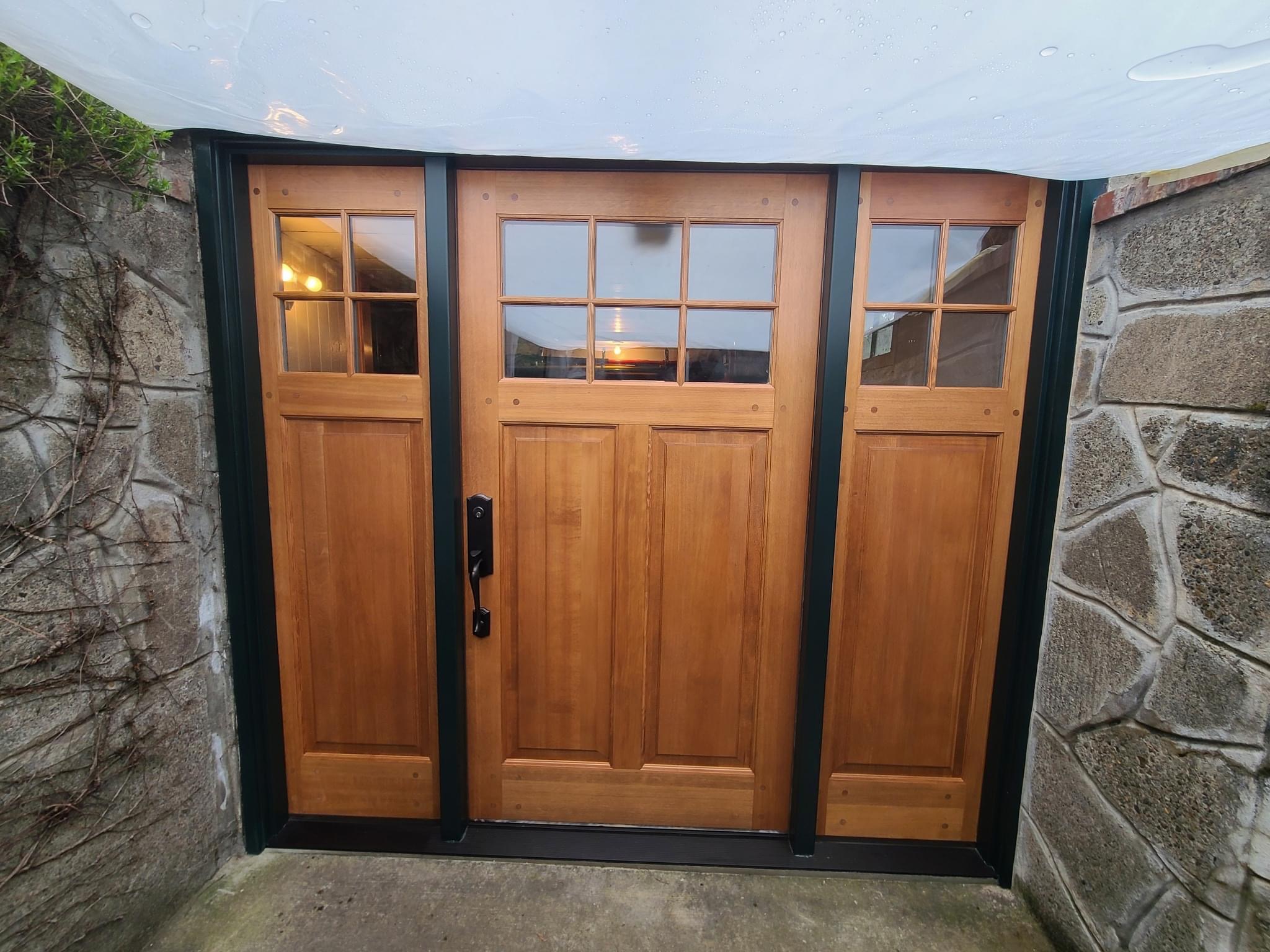 Custom stained carriage garage doors, Salem Oregon